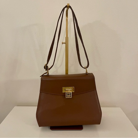 Escada Handbags - Escada Brown Shoulder Bag with Gold Accents